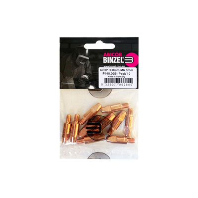 0.8mm Steel M6 8mm 28mm contact tip Binzel Pk: 10 P140.0051