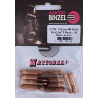 0.9mm Steel M6 6mm 25mm Binzel contact tip Pk:10 P140.0177