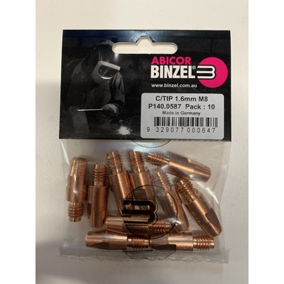 Contact Tip 1.6mm M8 Binzel P140.0587 Pack Of 10