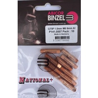 1.0mm Aluminium M6 6mm 25mm Binzel contact tip Pk:10 P141.0007