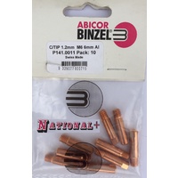 1.2mm Aluminium M6 6mm 25mm Binzel contact tip Pk:10 P141.0011