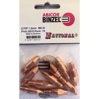1.2mm Aluminium M8 10mm 30mm Binzel contact tip Pk:10 P141.0015