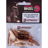 1.2mm Aluminium M6 8mm 28mm Binzel contact tip Pk:10 P141.0072