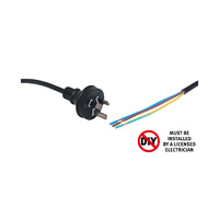 Power Cable 10A 3 Pin 2 Metres Black Bare Ends P8405E