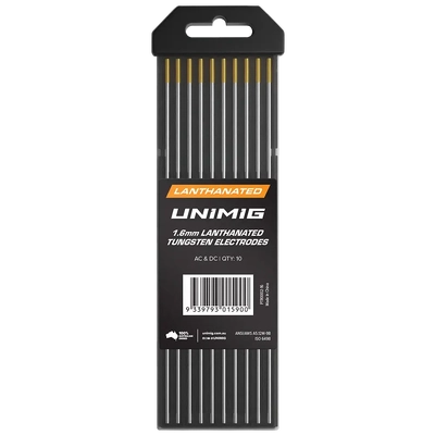 Lanthanated Tungsten Electrodes 1.6mm Unimig PTR0002-16 Pack of 10