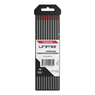 Thoriated Tungsten Electrodes 2.4mm Unimig PTR0004-24 Pack of 10