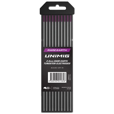 Rare Earth Tungsten Electrodes 2.4mm Unimig PTR0005-24 Pack of 10
