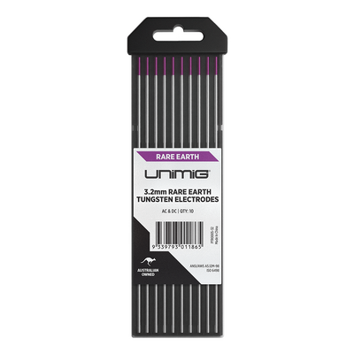 Rare Earth Tungsten Electrodes 3.2mm Unimig PTR0005-32 Pack of 10
