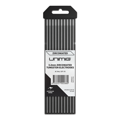 Zirconiated Tungsten Electrodes 3.2mm Unimig PTR0006-32 Pack of 10