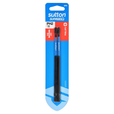 Screwdriver Bit S200 Supa TORQ Phillips PH2 150mm 2Pk Sutton Tools S200H02G02