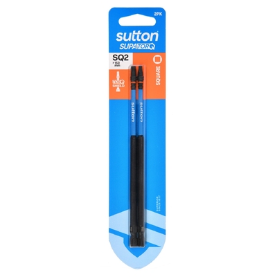 Screwdriver Bit S204 Supa TORQ Square/Robertson SQ2 150mm 2Pk Sutton Tools S204H02G02