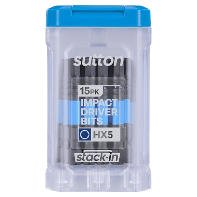 Screwdriver Bit S206 Supa TORQ HEX HX5 50mm Stack-In 15Pk Sutton Tools S206T15B05