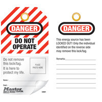 Danger Do Not Operate English Photo ID Safety Tag Masterlock S4801