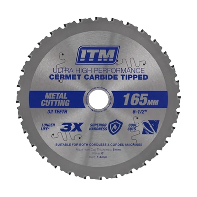 165mm Metal Cutting Blade, Cermet Carbide Tipped, 32 Teeth ITM SSBL-M1652032