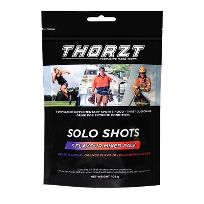 Low Sugar Solo Shots 3 Flavoured Mixed Flavour 6 x 18g Satchels Thorzt SSMIX6