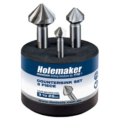 Countersink Set  3 Piece, 3 Flute 90 Degree, 10.4MM, 16.5MM, 25.0MM STSET-03