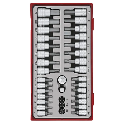 1/4" & 3/8" Dr. Bits Socket Set 35-Piece TC-Tray Teng Tools TE-TTBS35