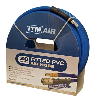 PVC Air Hose 10mm (3/8") x 30 Metres Comes With Couplers TM300-230