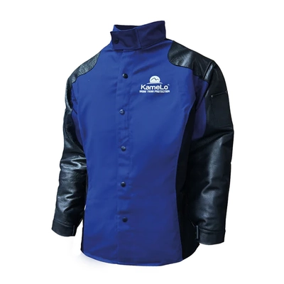Flame Retardant Cotton XL Welding Jacket With Leather Sleeves KameLo W151-SL-XL