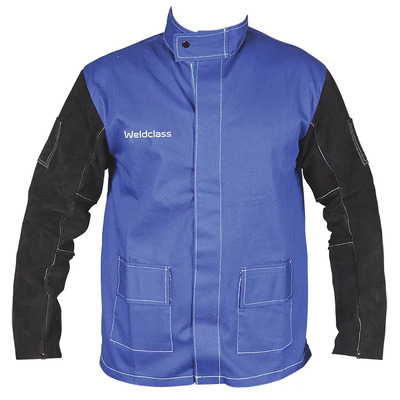 Promax Jacket BF3 Blue FR with Leather Sleeves 3X-Large Weldclass WC-04657