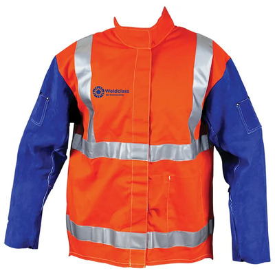 Welding Jacket Hi-Viz With Leather Sleeves and Harness Compatible Size 3XL Weldclass WC-04766