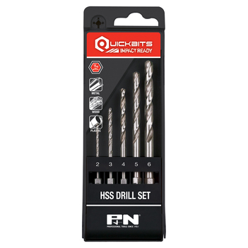 DRILL HSS SET IMPACT QUICKBIT HEX SHANK 2-6MM 5PC P&N 107B8SET5