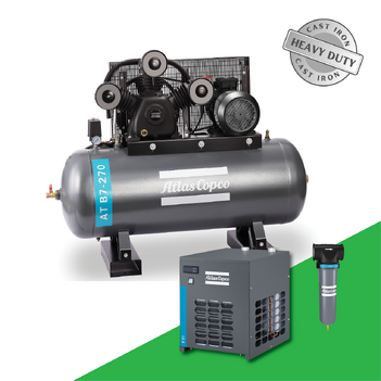Industrial 775 LPM 7.5hp, 3 Phase Pack (Compressor 270L Tank+Dryer +Filter)