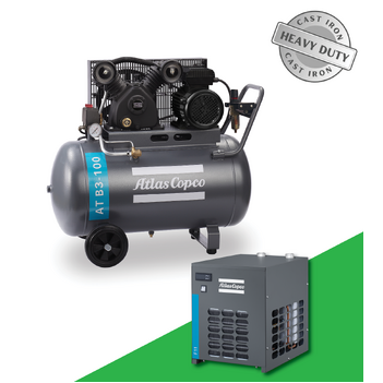 Professional's 300 LPM 3hp, 1 Phase Pack  (Compressor 100L Tank+Dryer +Filter) main image