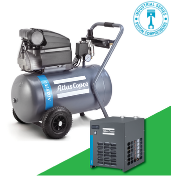 Single Phase Pack Tradesman's 150 LPM  2.5hp (Compressor 50Litre Tank+Dryer +Filter) AD25E50 1129740244-pack