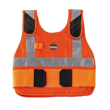 Chill-Its 6215 Premium FR Phase Change Hi-Vis Cooling Vest With Packs S/M Orange Pryme 12220