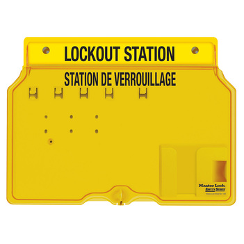 4-Lock Covered Station with Trilingual Labels Unfilled Masterlock 1482B