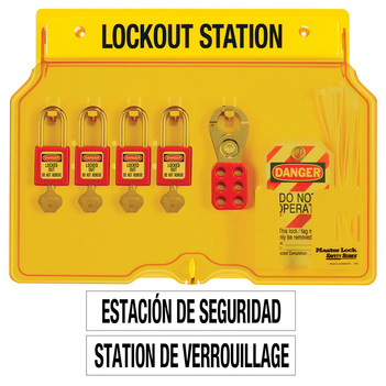 4-Lock Covered Station with 410RED Zenex™ Thermoplastic Padlocks  Masterlock 1482BP410
