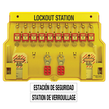 10-Lock Covered Station with 410RED Zenex™ Thermoplastic Padlocks  Masterlock 1483BP410