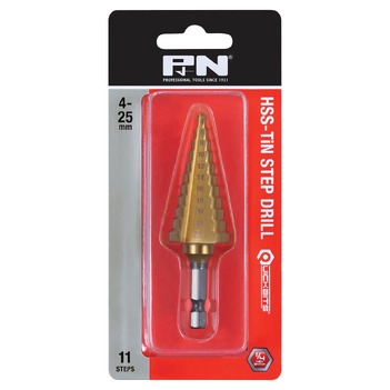 DRILL STEP 4-25MM 11-STEP HSS TiN QUICKBITS P&N 149040250