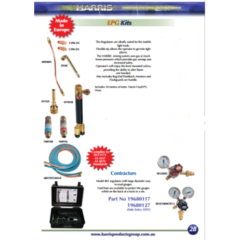 Harris Contractors Oxy/LPG Kit with side entry regulator