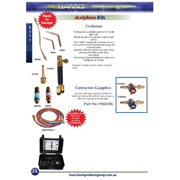 Contractors oxy/acet kit with gaugeless regulator Harris 1968186