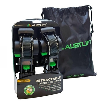 Retractable Ratchet Tie Down 25mm x 3.6m LC 320KG Austlift 204122
