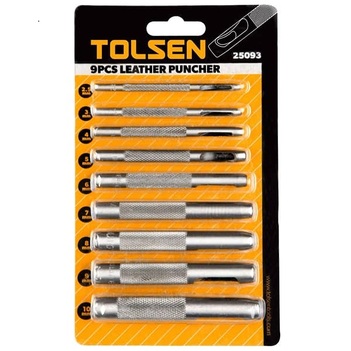 Leather Punch Set Hollow 2.5 - 10mm Tolsen 25093 Pack of 9 Piece