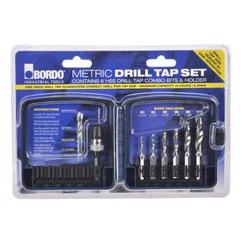 Drill & Tap Combo - Set M3, 4, 5, 6, 8, 10 Bordo 3010-S1
