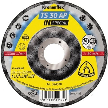 TS 30 AP Special Kronenflex® grinding discs for Stainless steel (Medium) 5 X 1/8 X 7/8 Inch Depressed Centre Klingspor - 314459 main image