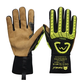TPR Impact Resistant Leather Palm XL Gloves KameLo 401-G-XL