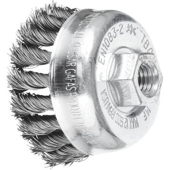 Twist Knot Steel Cup Brush 65mm M14 Thread and M10 X 1.5 Adaptor Pferd 47701009