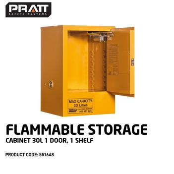 Flammable Liquid Storage Cabinet 30 Litres 1 Door 1 Shelf 5516AS