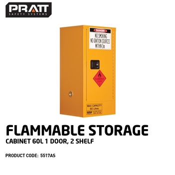Flammable Storage Cabinet 60 Litres 1 Door 2 Shelf 5517AS