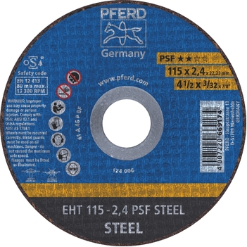 Flat Cut-Off Wheel EHT 115-2.4 A 46 P PSF GP-Steel Pferd 61730026 Pack of 5