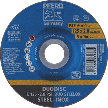 Duodisc Cut-Off & Grind Wheel Inox / Steel 25mm x 2.8mm Pferd 62012620 Each