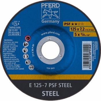 Grinding Wheel 125mm 5" Depressed Centre GP Steel E 125-7 A 30 P PS-Forte 62012634 (Pk:10)