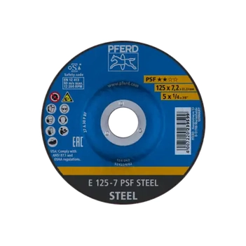 Grinding Wheel E 125mmx7.2x22.23 mm 5" Depressed Centre PSF Steel Pferd 62012634-5 Pack of 5
