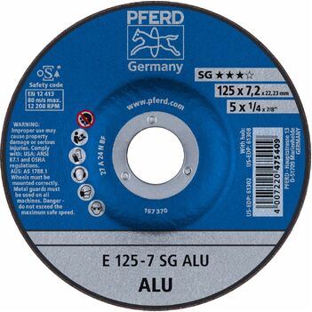 Grinding Wheels Depressed Centre Aluminium 5" E 125-7 SG ALU Pferd 62212622 : Pkt 10