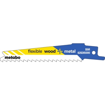 5 Sabre Saw Blades "Flexible Wood + Metal" 100 x 0.9mm Metabo 628265000